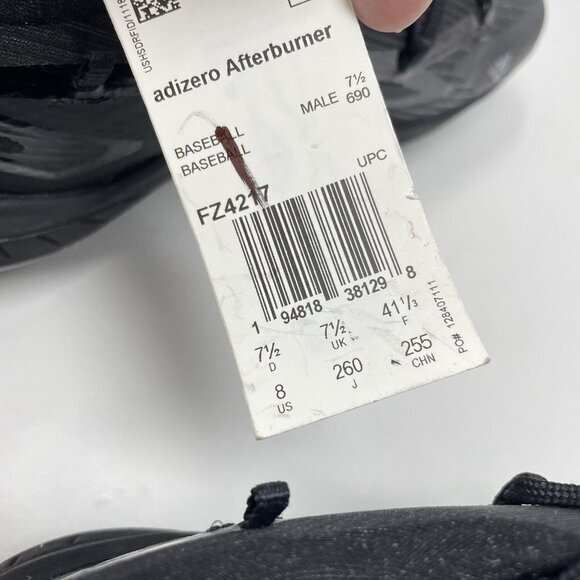 Adidas Adizero Afterburner 9 Cleats Mens‎ 8 Black Baseball Shoes New FZ4217 - Picture 11 of 11